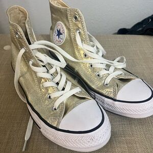 Converse Gold and White High-Top Sneakers Classic Design